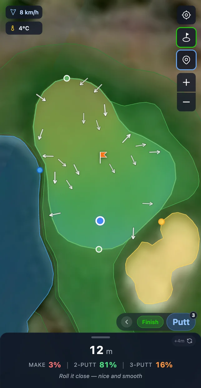 Steve green heatmap showing the slope beside water