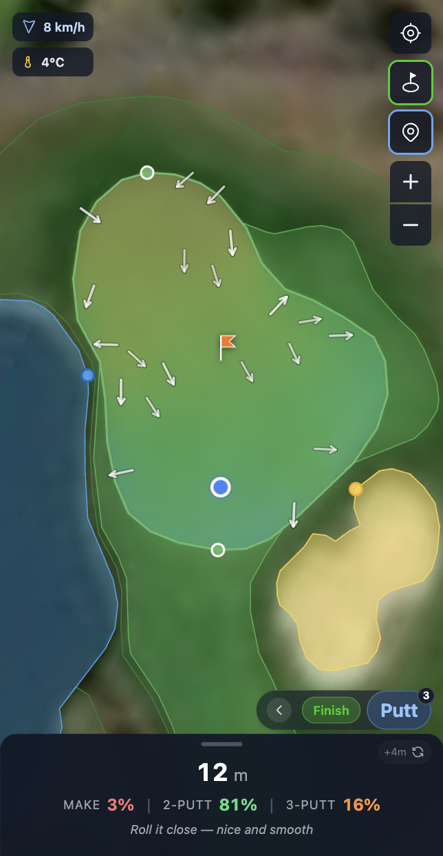 Steve green heatmap showing the slope beside water