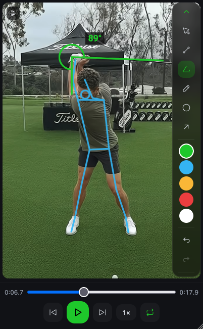 Steve video swing analysis screen